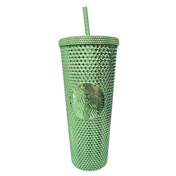 Starbucks 2023 Green Bling Metallic Studded Venti 24 OZ Cold Cup Tumbler New - Picture 1 of 7